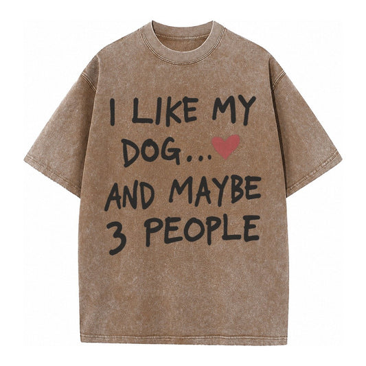 Dog Maybe 3 People Vintage T-shirt – Brown