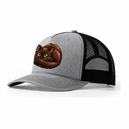 Burmese Curled Peeking Cats Trucker Hat – Sport Grey Black