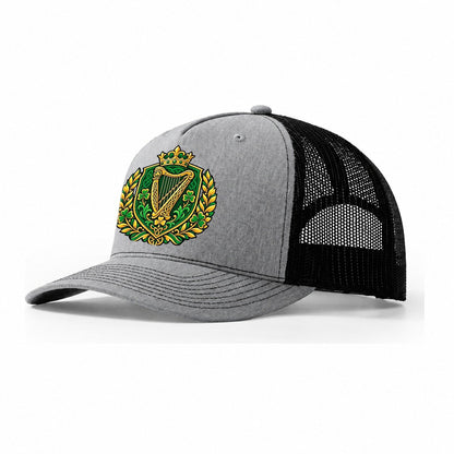 Ireland Heraldic Crest Country Logos Trucker Hat – Sport Grey Black