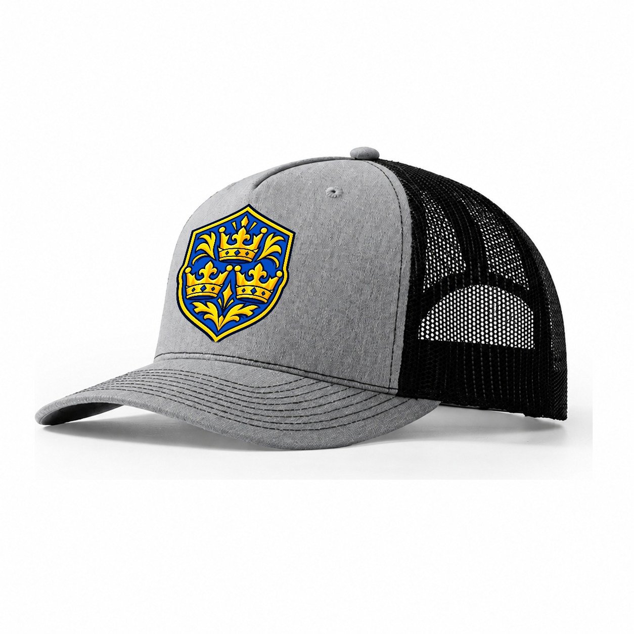 Sweden Minimal Emblem Country Logos Trucker Hat – Sport Grey Black