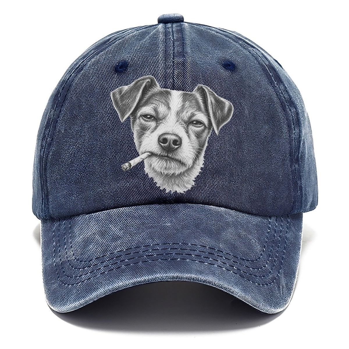 Jack Russell Terrier A Loosely Hand Rolled Cigarette Smoking Dogs Smoking Dogs Portraits Classic Cap – Twilight Navy
