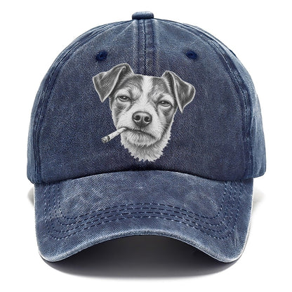 Jack Russell Terrier A Loosely Hand Rolled Cigarette Smoking Dogs Smoking Dogs Portraits Classic Cap – Twilight Navy