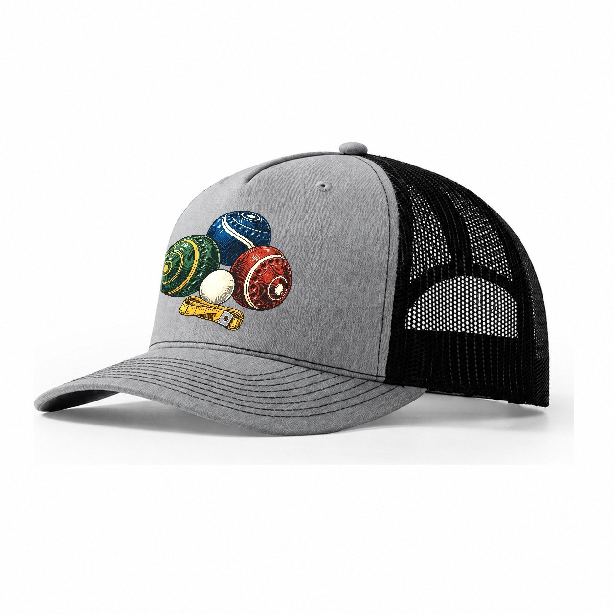 Lawn Bowls And White Jack Australia Cultural Icons Trucker Hat – Sport Grey Black