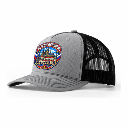 Czech Republic Retro Badge Country Logos Trucker Hat – Sport Grey Black