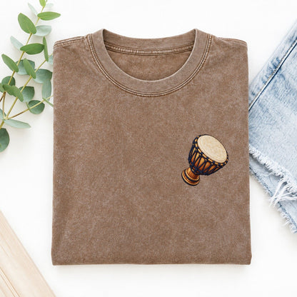 Djembe Rope Goblet Left Chest Thread Signatures II Left Chest Vintage T-shirt – Brown