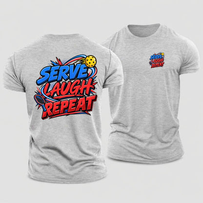 Serve Laugh Repeat Pickleball Life Cotton T-Shirt – Sport Grey
