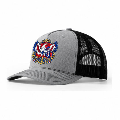 France Heraldic Crest Country Logos Trucker Hat – Sport Grey Black