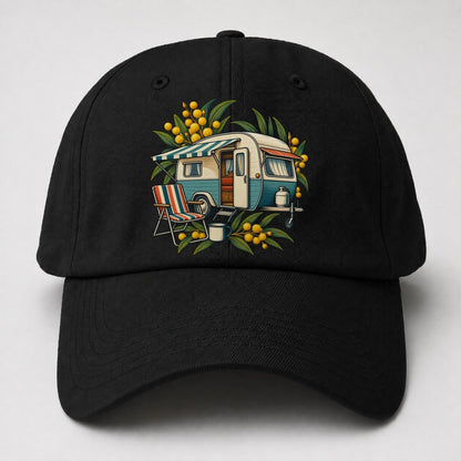 Retro Caravan Folding Chair And Enamel Mug Australia Cultural Icons Baseball Cap – Black