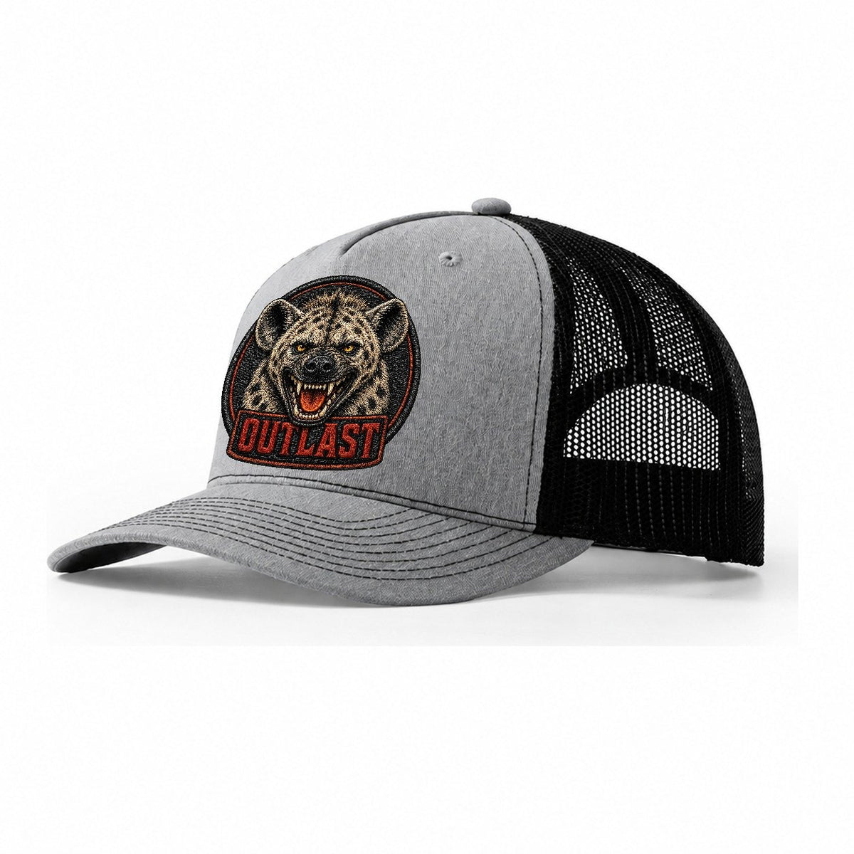 Hyena Outlast Badge Trucker Hat – Sport Grey Black