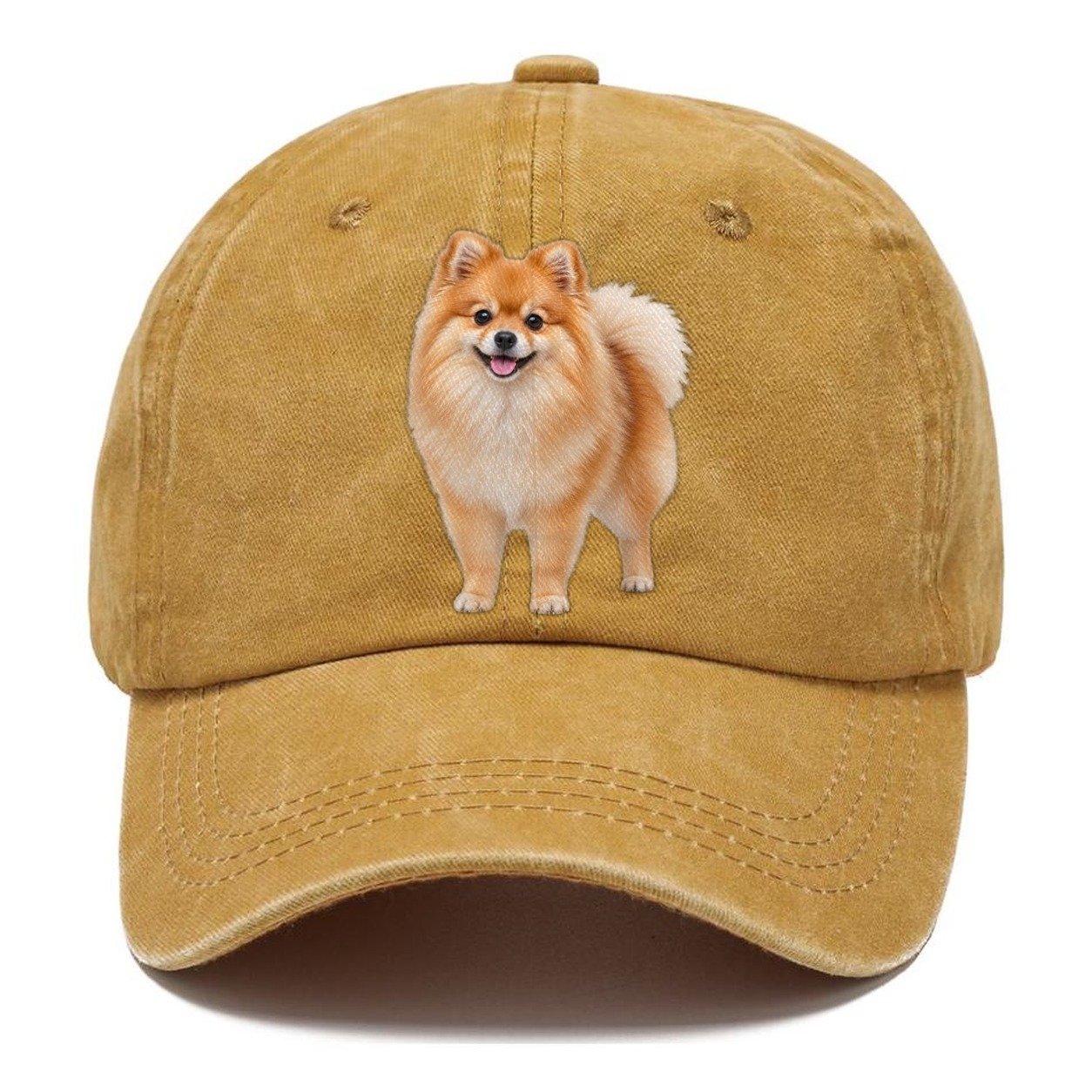 Pomeranian Standing Top Breeds Classic Cap – Golden Harvest