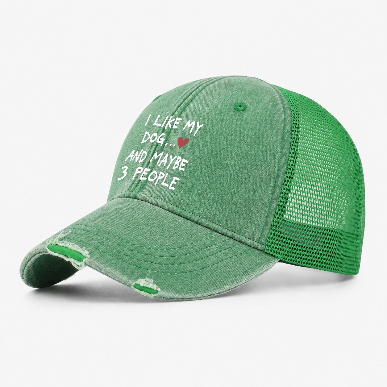 I Like My Dog And Maybe 3 People Washed Trucker Hat – Ink Green