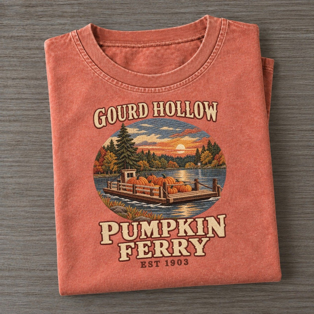 Pumpkin Ferry Gourd Hollow Vintage T-shirt – Terracotta