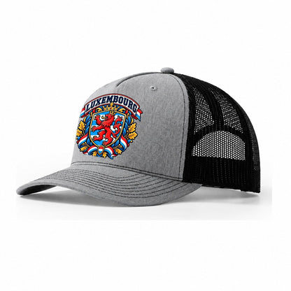 Luxembourg Retro Badge Country Logos Trucker Hat – Sport Grey Black