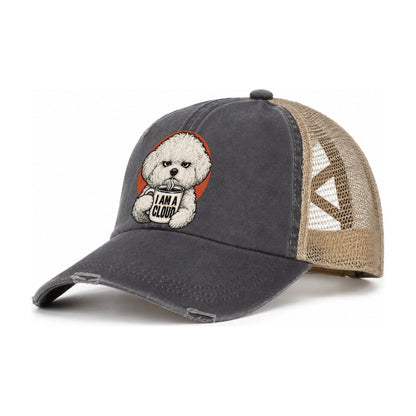 Bichon Frise Mug Truths Dog Mug Truths Women's Ponytail Trucker Hat – Charcoal Khaki