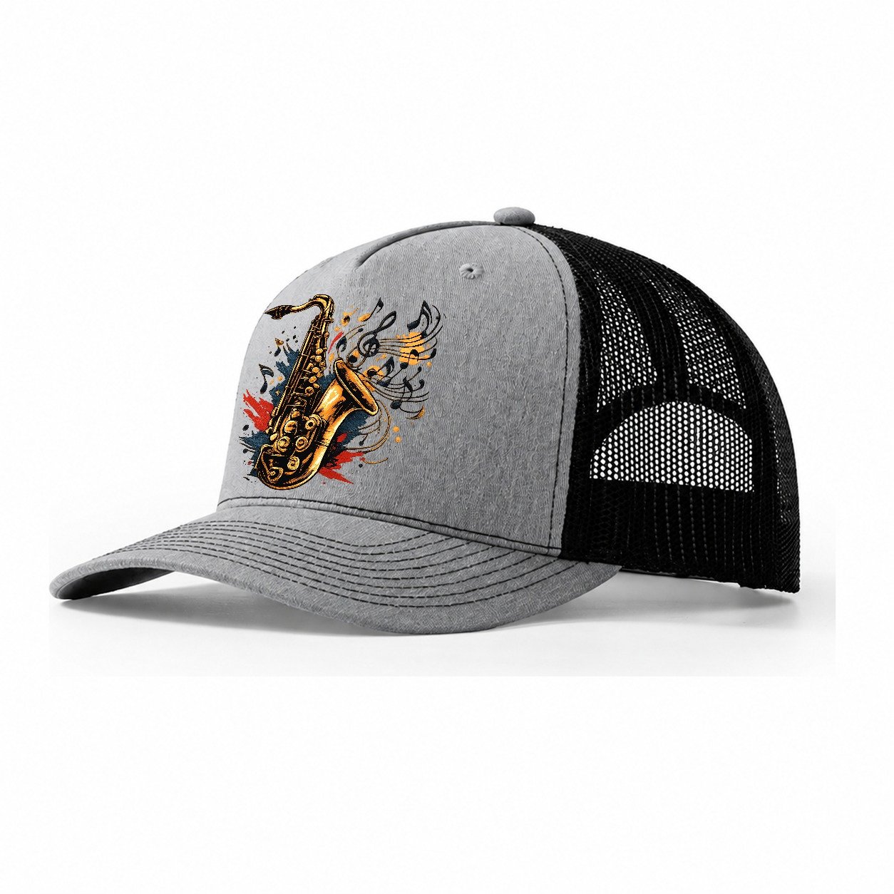 Saxophone Trucker Hat – Sport Grey Black