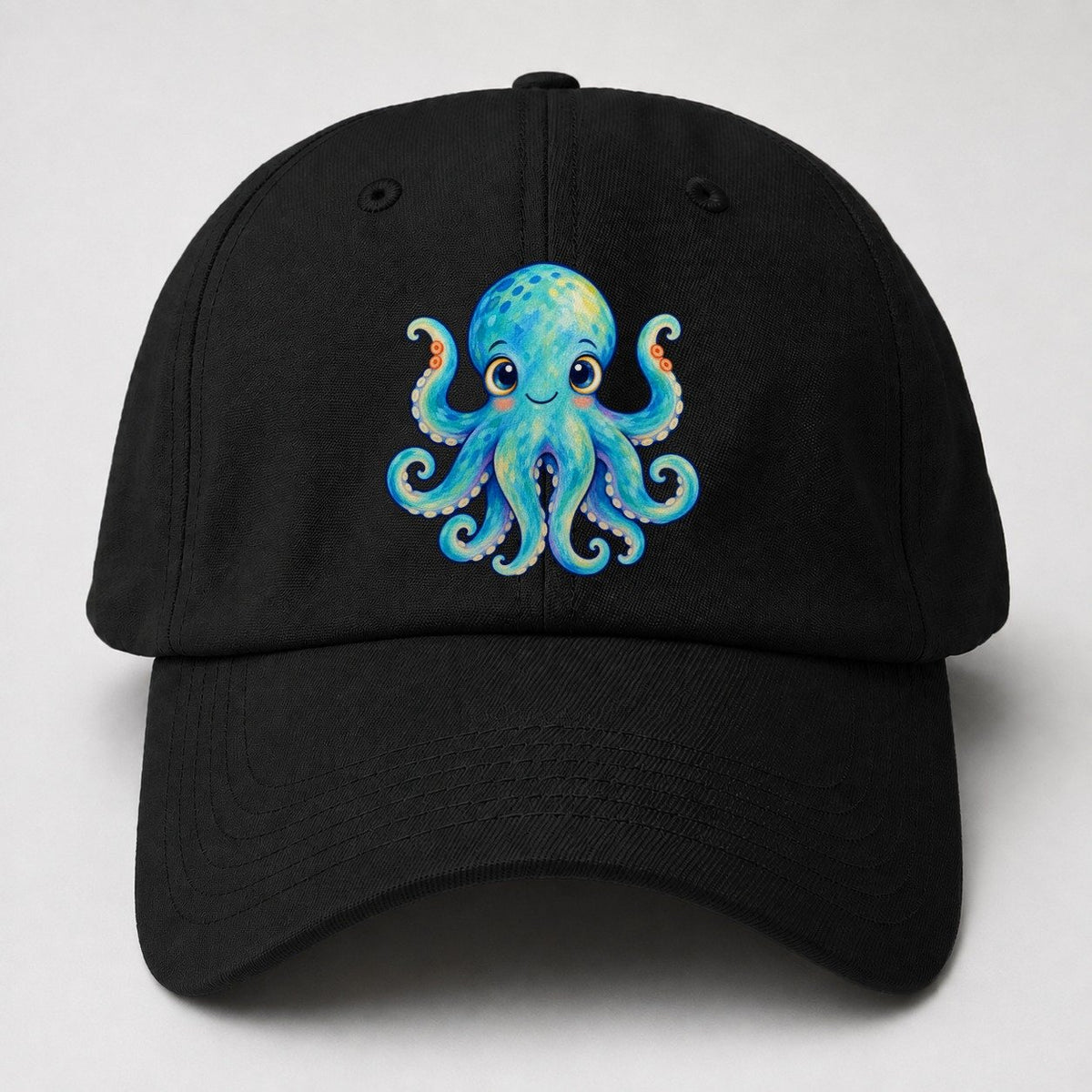 Octopus Curious Wave Sea Sprite Baseball Cap – Black