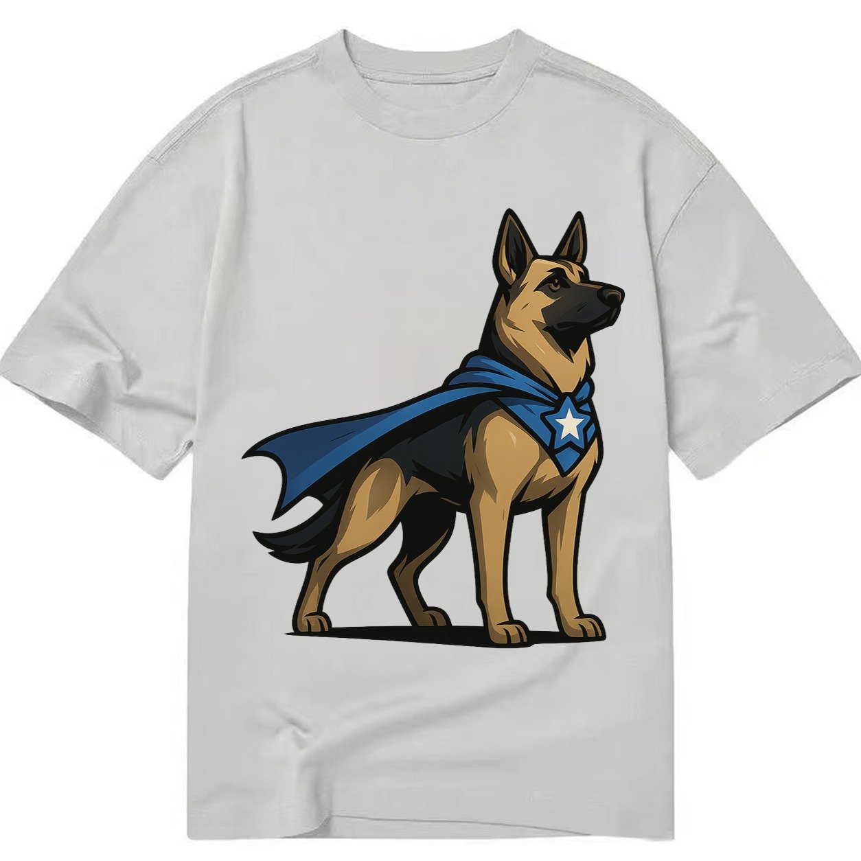 German Shepherd Patriotic Hero Standing Alert On Four Paws S Classic T-shirt – Grey