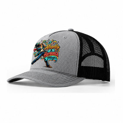 Allegedly A Harmonica Player Music Instruments Trucker Hat – Sport Grey Black
