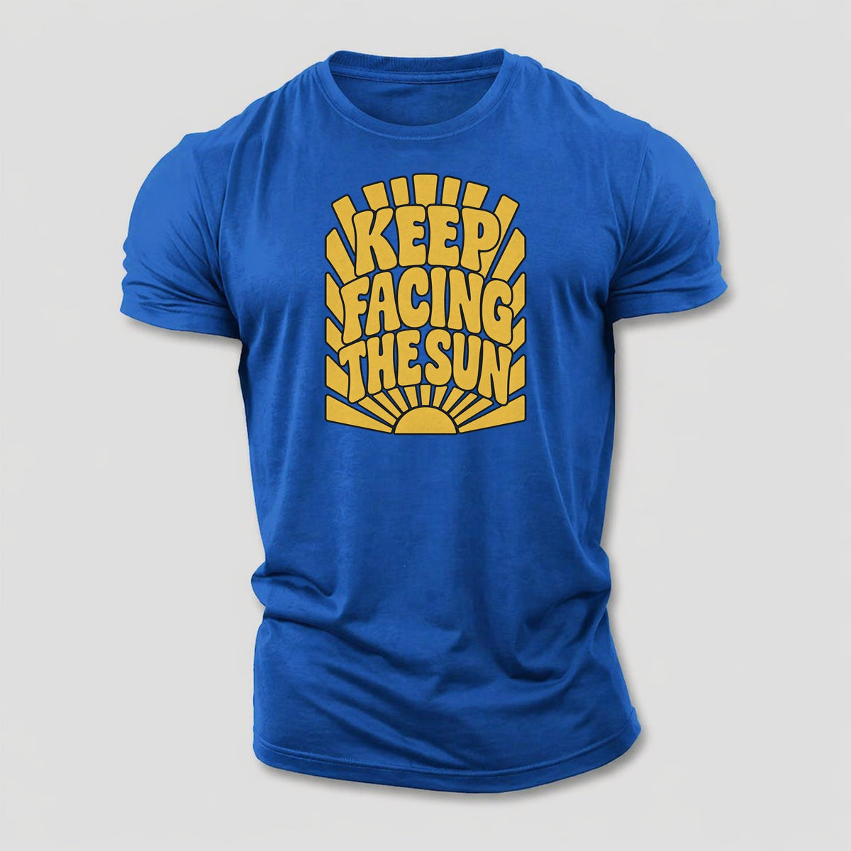 Keep Facing The Sun Sunburst Sayings Cotton T-Shirt – Royal Blue