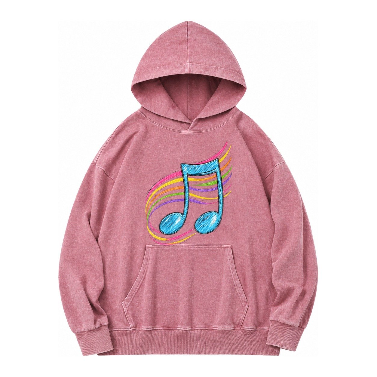 Musical Notes Headwear Vintage Washed Hoodie – Dusty Rose
