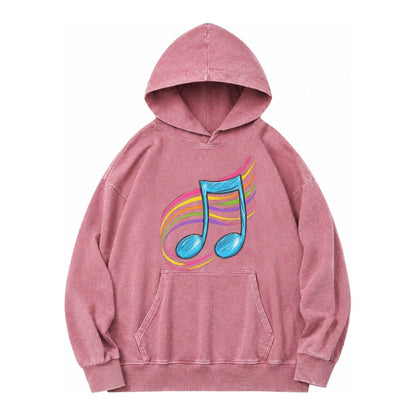 Musical Notes Headwear Vintage Washed Hoodie – Dusty Rose
