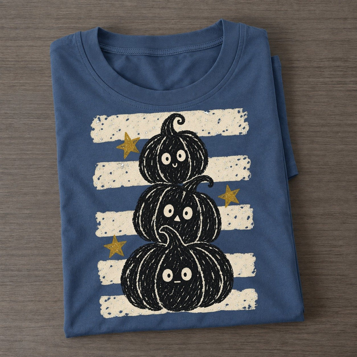 Chalk Jack O Lanterns Night Stripes Classic T-shirt – Twilight Navy