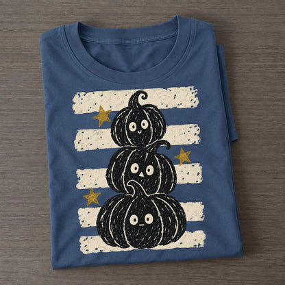 Chalk Jack O Lanterns Night Stripes Classic T-shirt – Twilight Navy