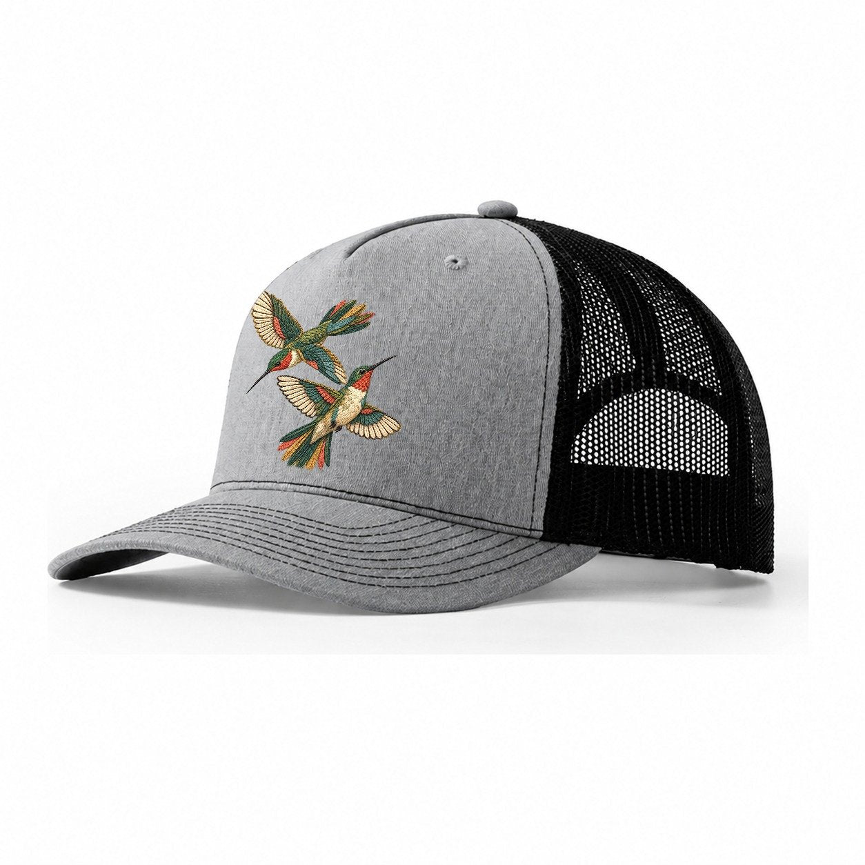 Crosswind Hummingbird Pair Gentle Wild Trucker Hat – Sport Grey Black