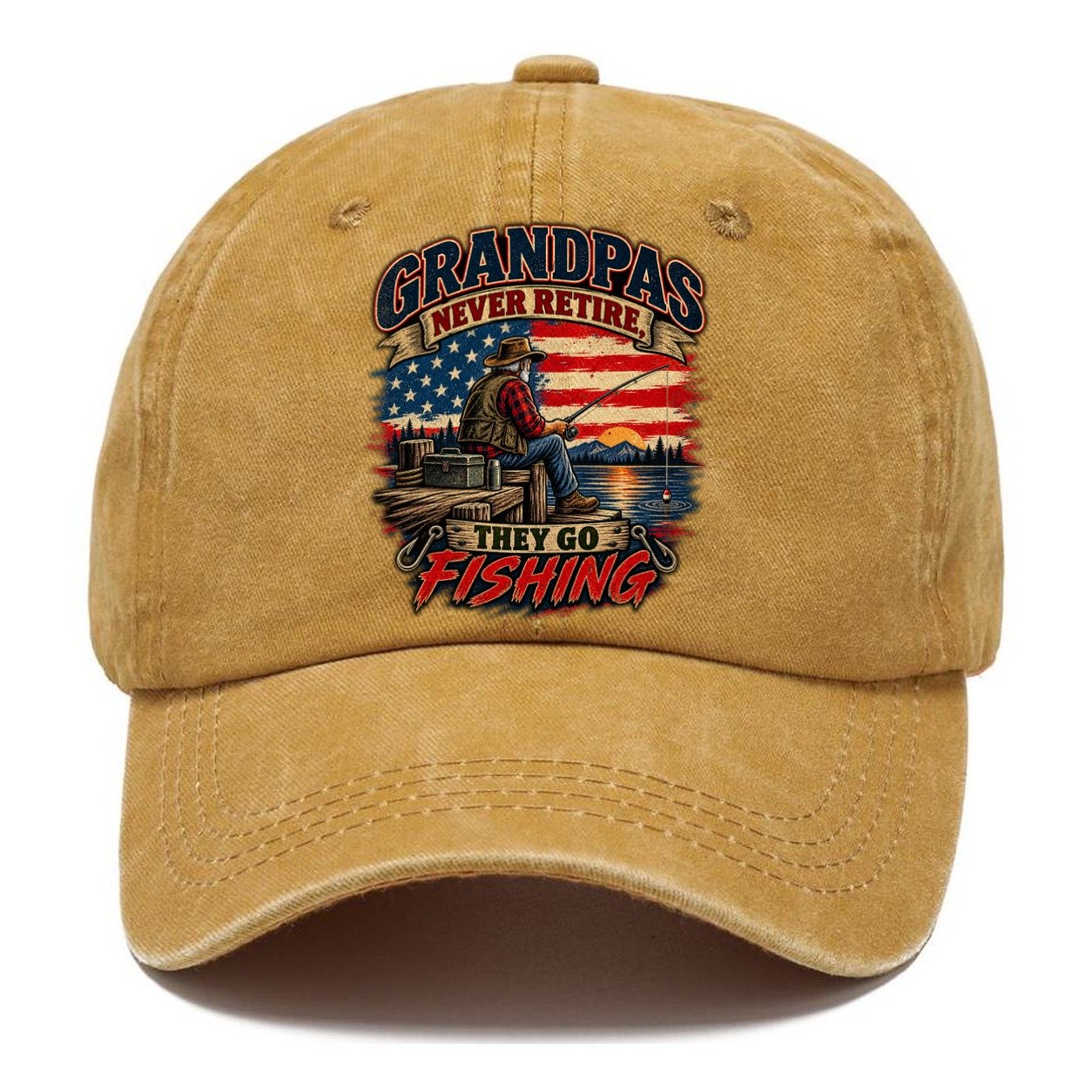 Grandpas Never Retire They Go Fishing Old Man Strong Classic Cap – Golden Harvest