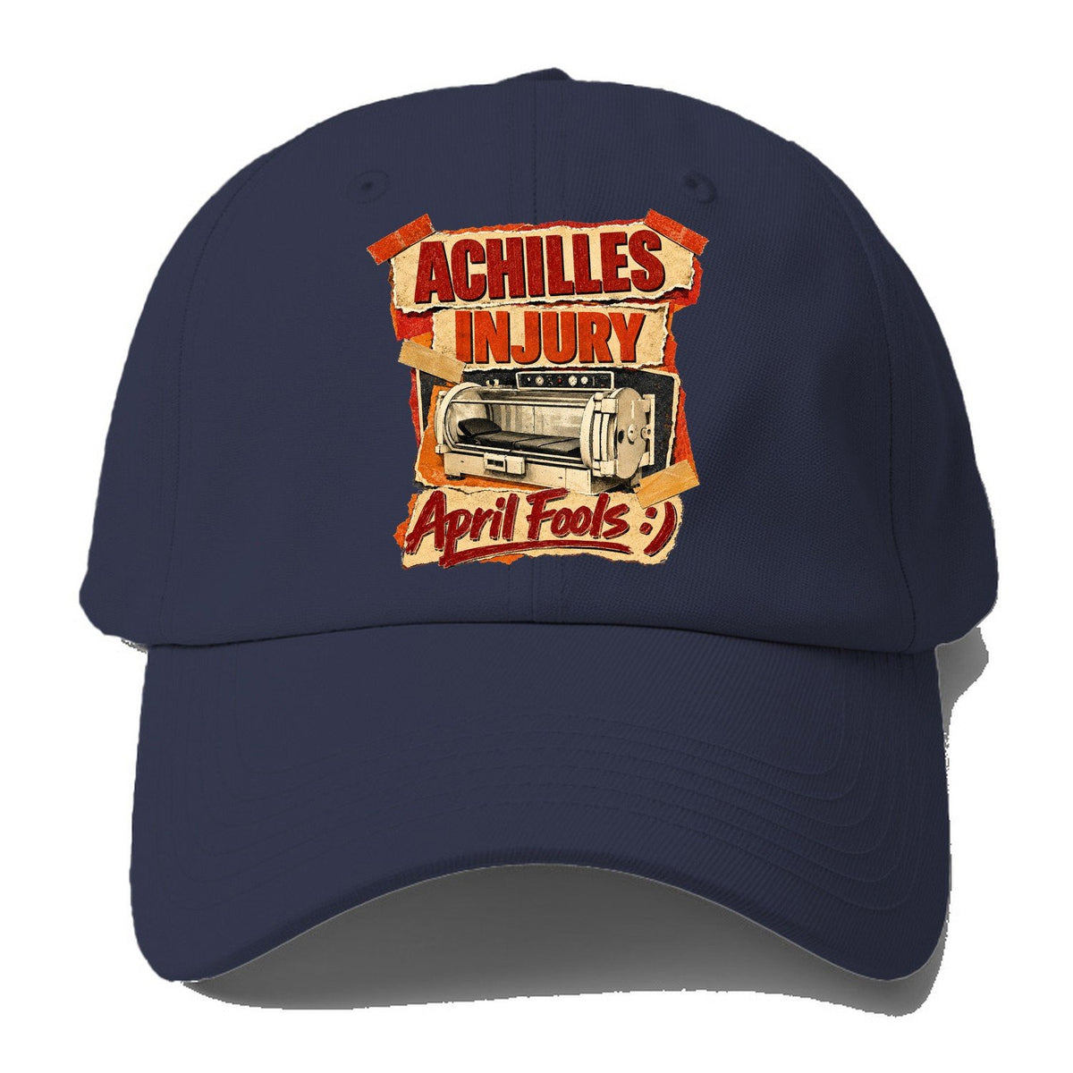 Achilles Injury April Fools Baseball Cap – Twilight Navy