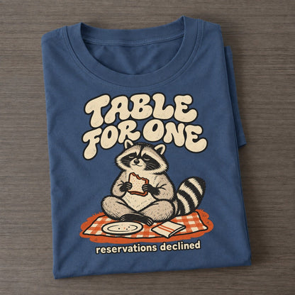 Table For One Raccoons Off Duty Classic T-shirt – Twilight Navy