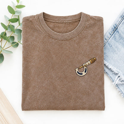 Micrometer Jaw Arc Left Chest Vintage T-shirt – Brown