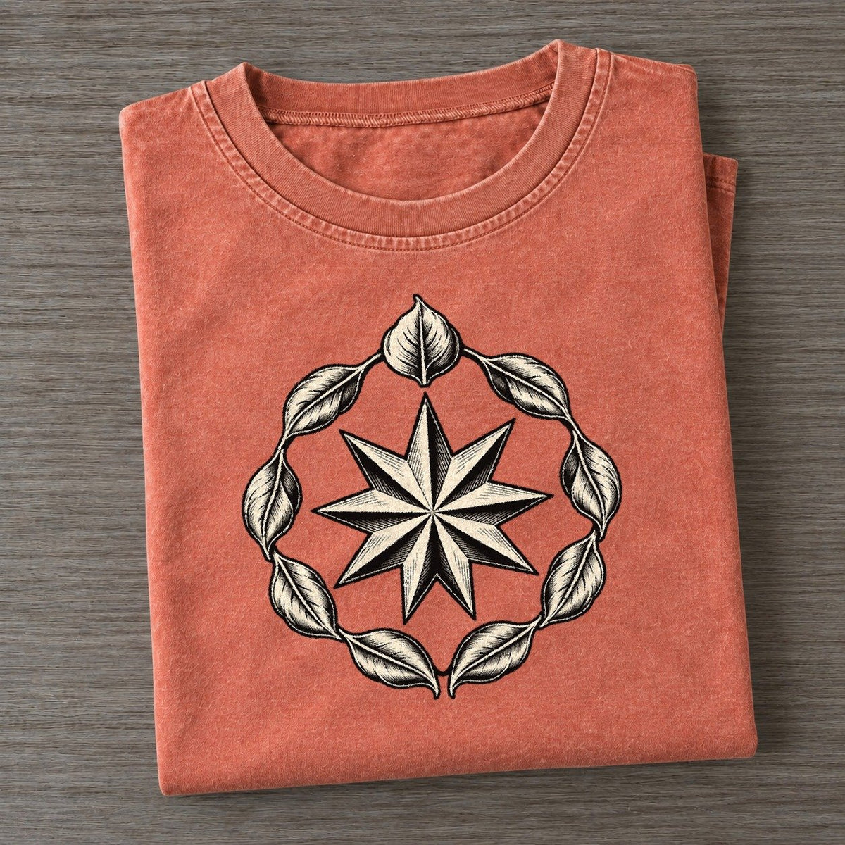 Bahai Nine Point Star And Unity Circle World Faiths Ink Figures Vintage T-shirt – Terracotta