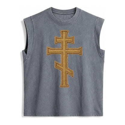 Orthodox Cross Vintage Washed Tank – Grey
