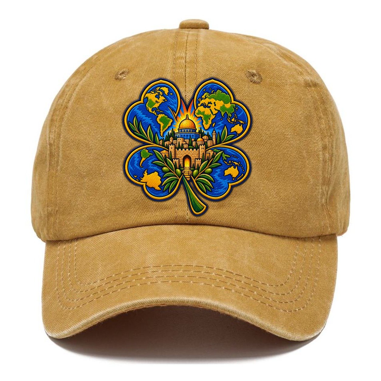 Clover Leaf World Map Jerusalem Classic Cap – Golden Harvest
