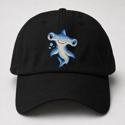 Hammerhead Shark Curious Tilt Sea Sprite Baseball Cap – Black
