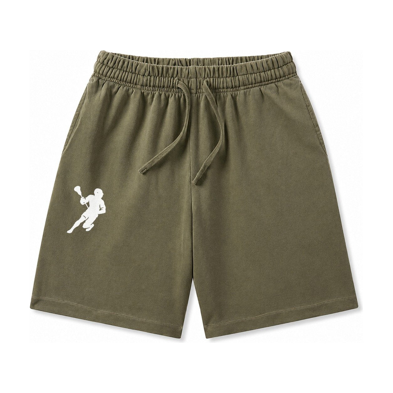 Lacrosse Player Cradling Stick Washed Shorts – Army Green