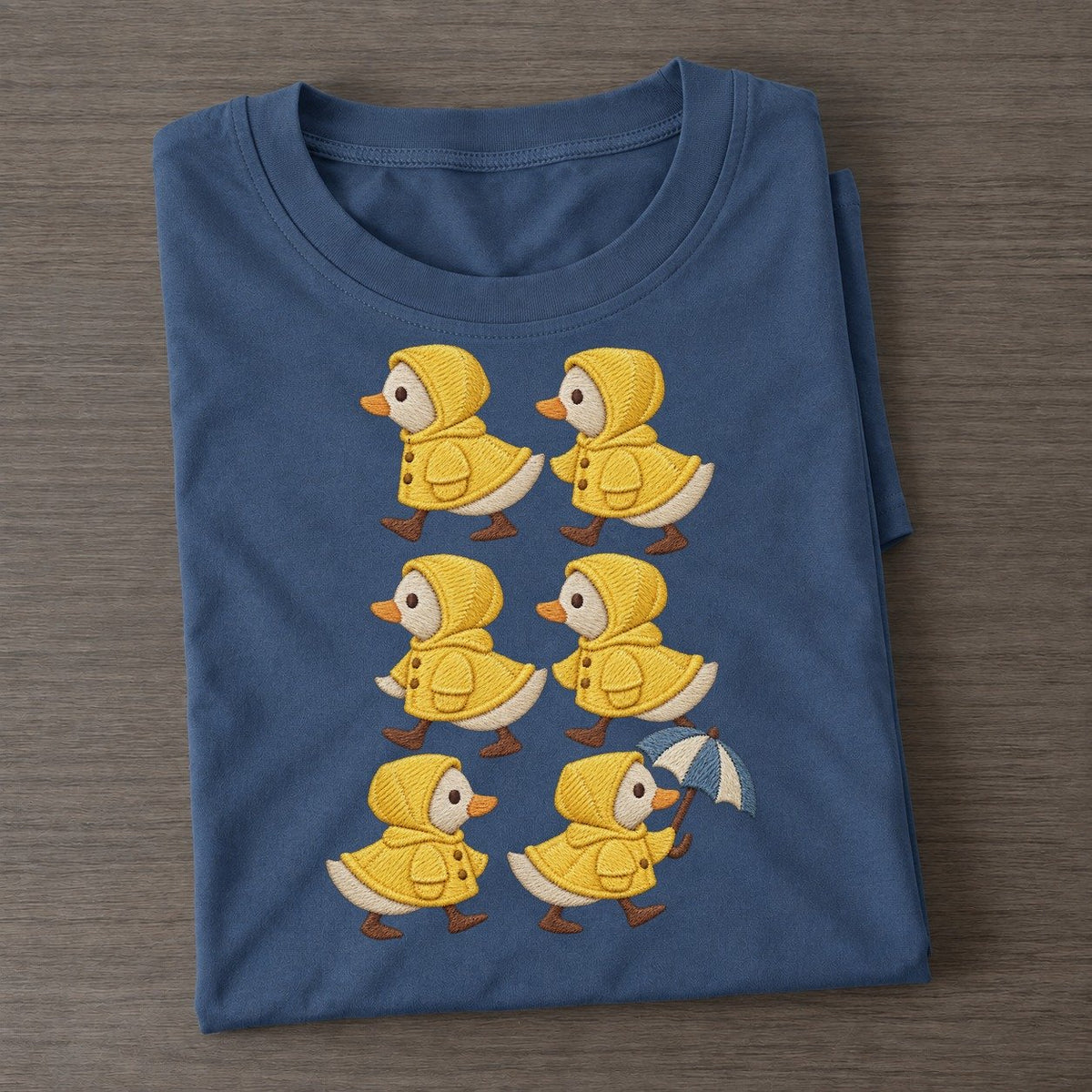 Ducks In Raincoats Single File Classic T-shirt – Twilight Navy