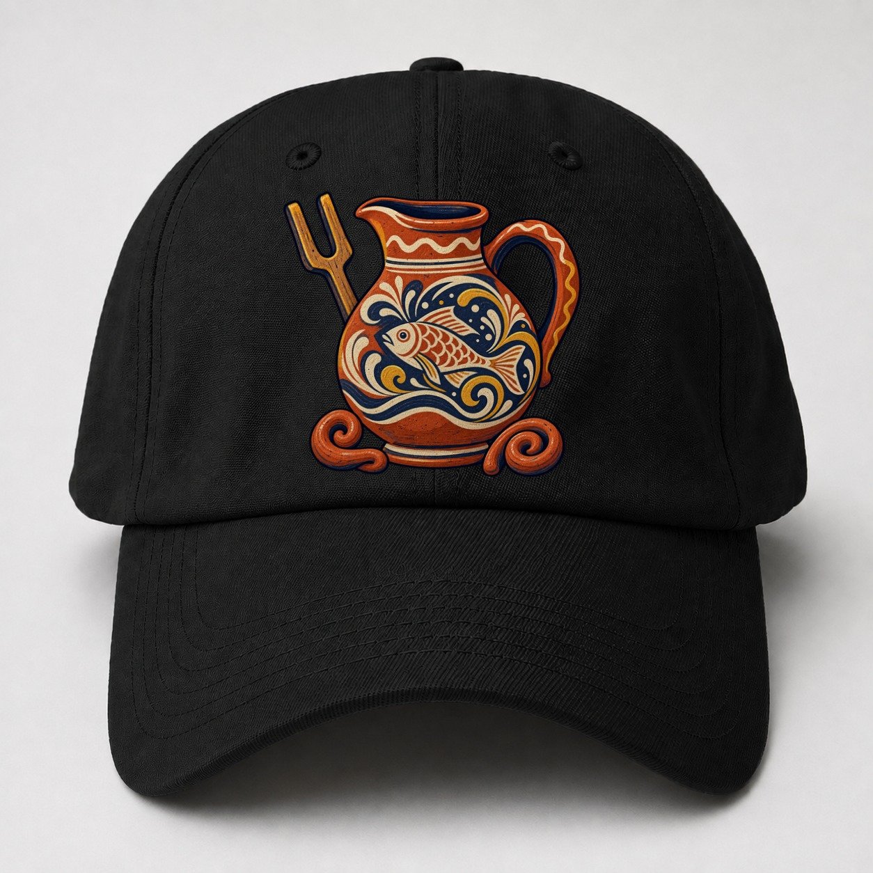 British Slipware Jug Kiln Fork And Clay Swirls Uk Culture Heritage Baseball Cap – Black