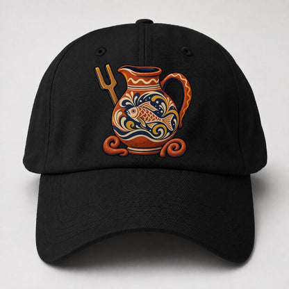 British Slipware Jug Kiln Fork And Clay Swirls Uk Culture Heritage Baseball Cap – Black