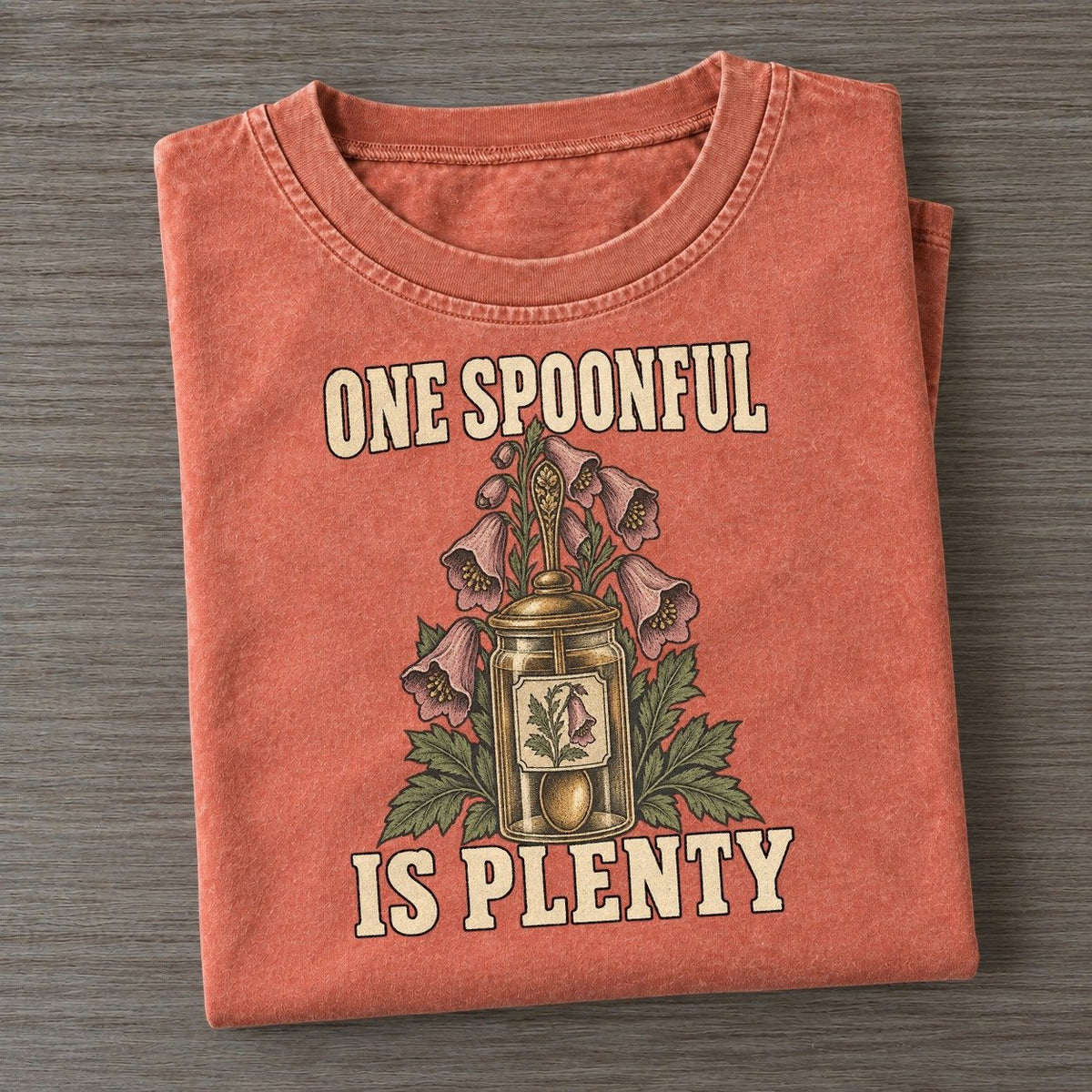 Is Plenty Botanical Warnings Vintage T-shirt – Terracotta