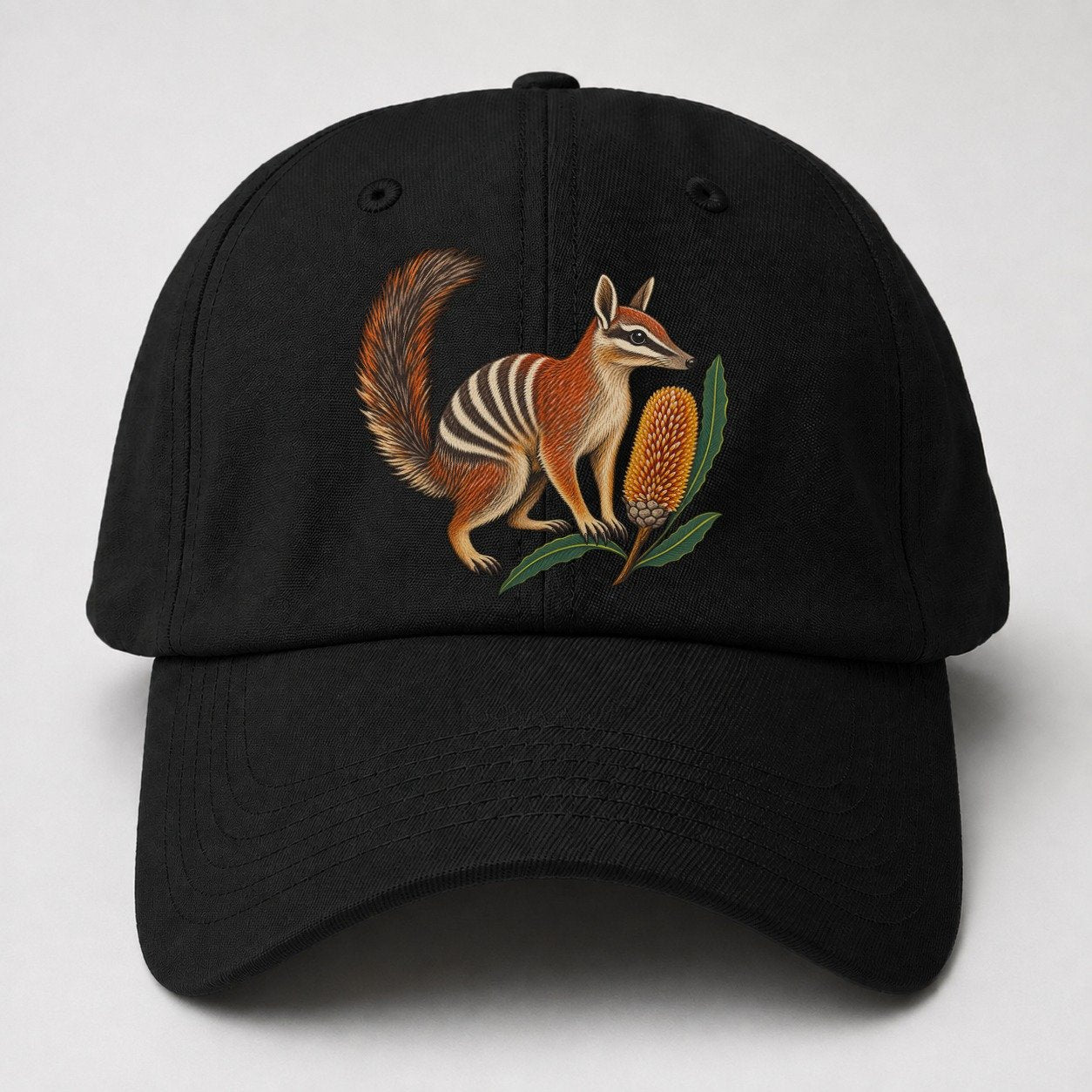 Numbat And Banksia Cones Australia Cultural Icons Baseball Cap – Black