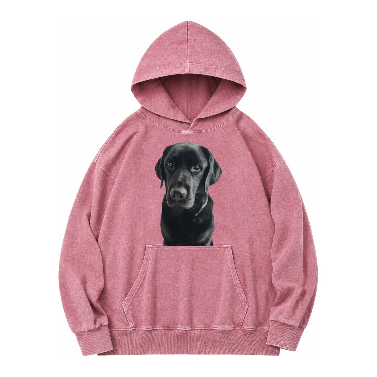 Black Labrador Vintage Washed Hoodie – Dusty Rose