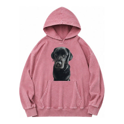 Black Labrador Vintage Washed Hoodie – Dusty Rose