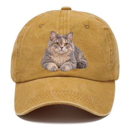 Selkirk Rex Reclining Paws Forward Realistic Cat Portrait Classic Cap – Golden Harvest