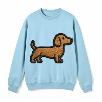 Dachshund Modern Elongated Silhouette Fleece Sweatshirt – Light Blue
