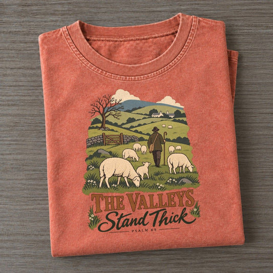The Valleys Stand Thick The Counting Gate Vintage T-shirt – Terracotta