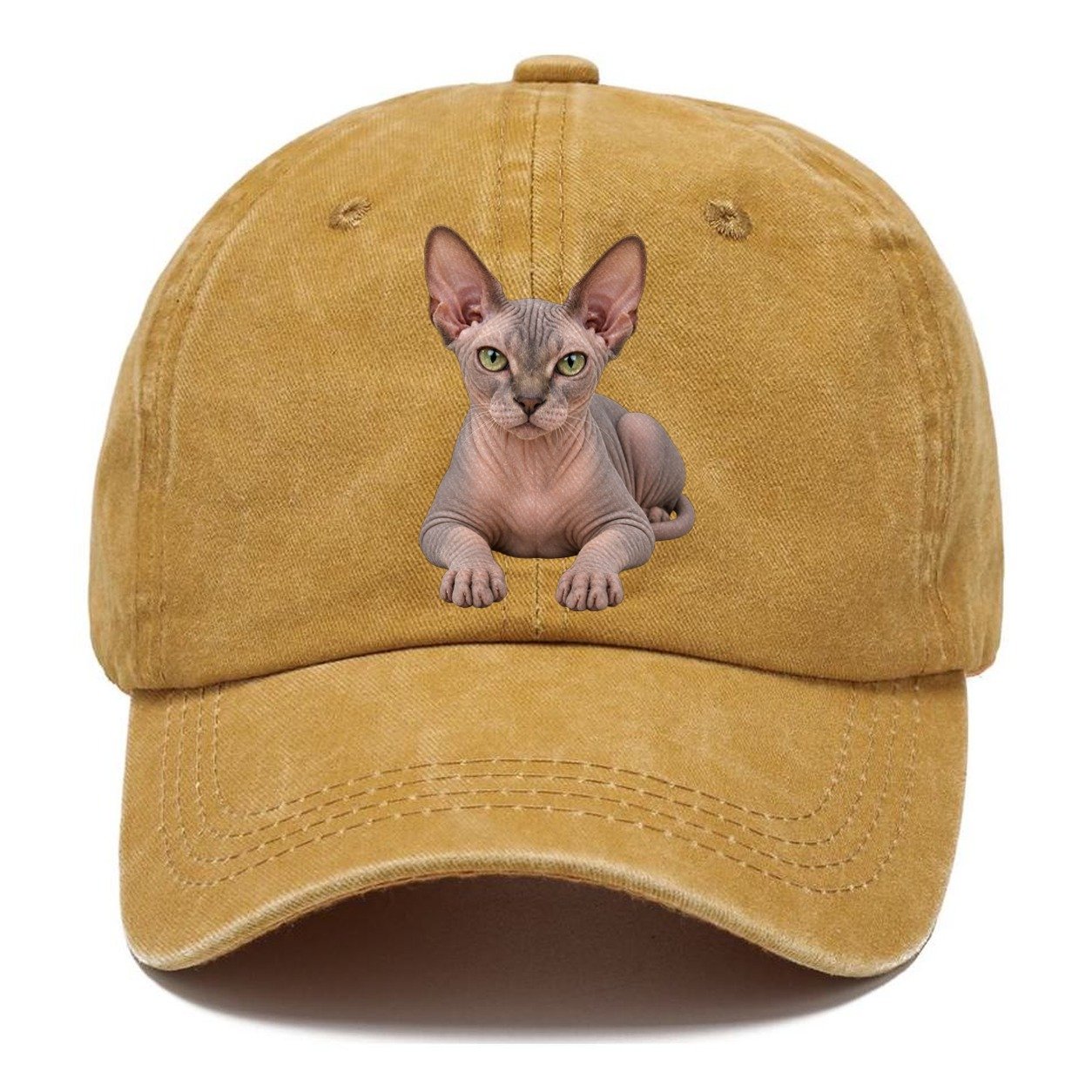 Sphynx Reclining Paws Forward Realistic Cat Portrait Classic Cap – Golden Harvest