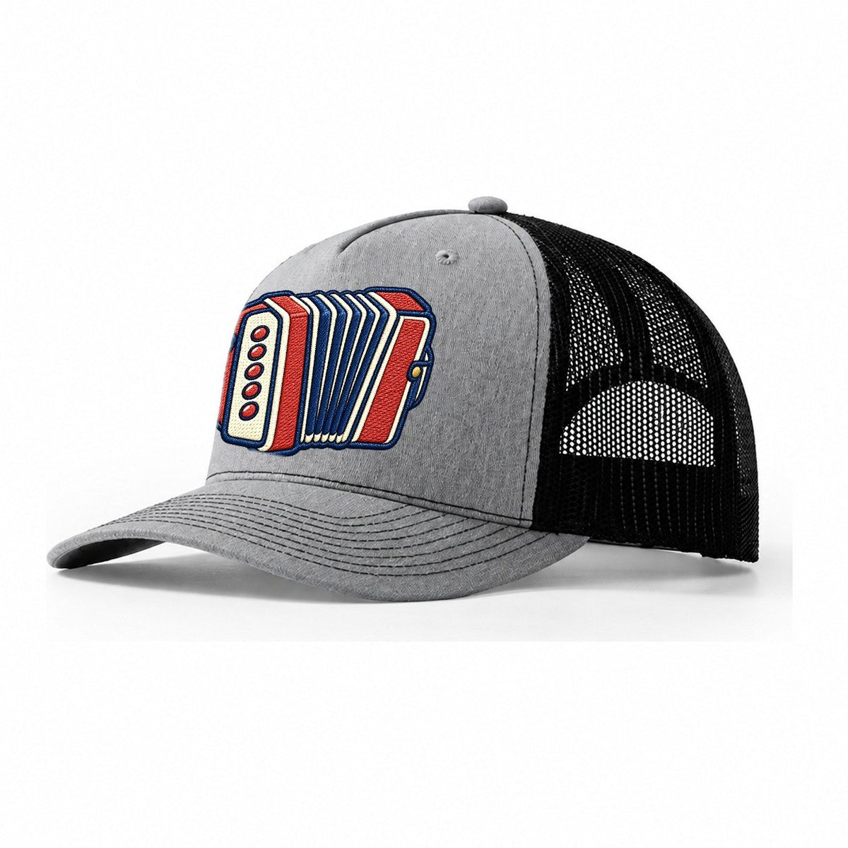 Button Accordion Tiny Solo Marks Trucker Hat – Sport Grey Black