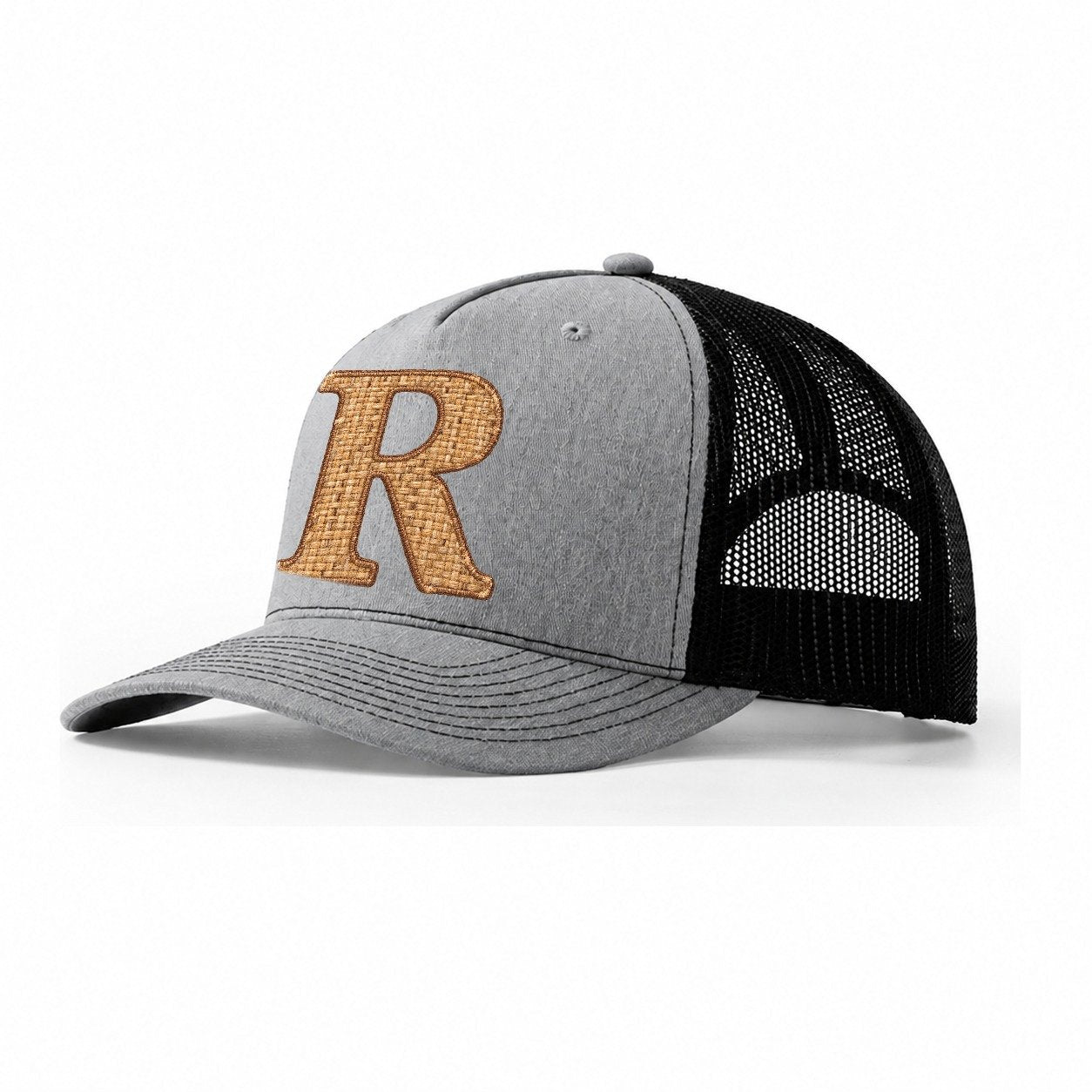 Woven Tweed R Monogram Trucker Hat – Sport Grey Black